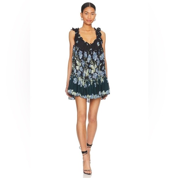 NWOT FREE PEOPLE Bali Wild Daisy Slip / Dress Black Combo Size S - Picture 7 of 14